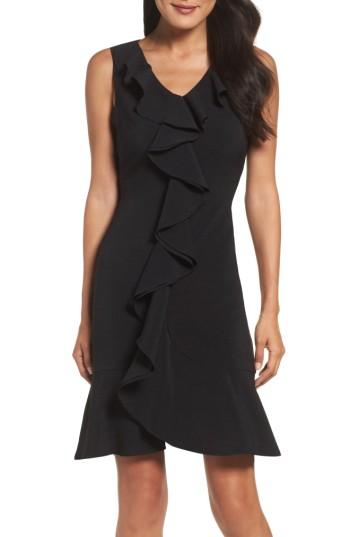 Women's Gabby Skye Ruffle Crepe Dress - Black
