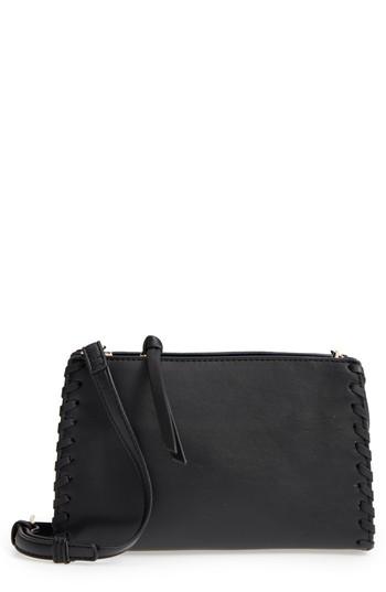 Emperia Cadence Whipstitch Faux Leather Crossbody Bag - Black