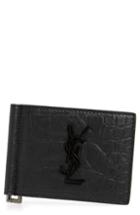Men's Saint Laurent Coco Print Leather Money Clip Wallet - Black