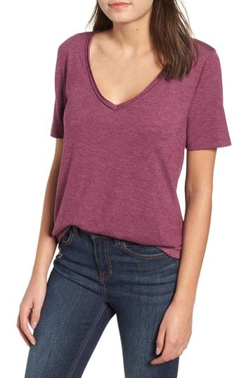 Women's Bp. Raw Edge V-neck Tee - Purple