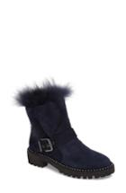 Women's Cecelia New York Theresa Boot With Genuine Fox Fur Trim M - Blue
