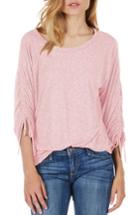 Women's Michael Stars Ruched Sleeve Tee, Size - Pink