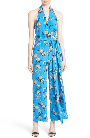 Women's Diane Von Furstenberg Halter Floral Suit Jumpsuit