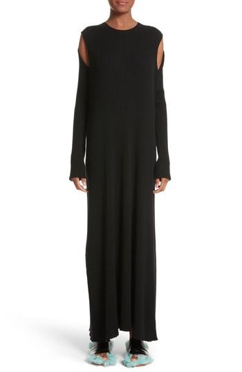 Women's Marques'almeida Ribbed Cold Shoulder Maxi Dress - Black