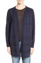 Women's Burberry Olona Check Merino Wool & Silk Cardigan - Blue