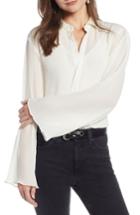 Women's Something Navy Pleated Shirt - Ivory