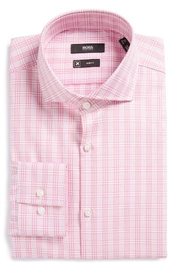 Men's Boss Slim Fit Plaid Dress Shirt .5 - Pink