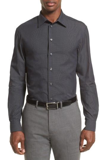 Men's Armani Collezioni Regular Fit Pin Dot Sport Shirt - Black