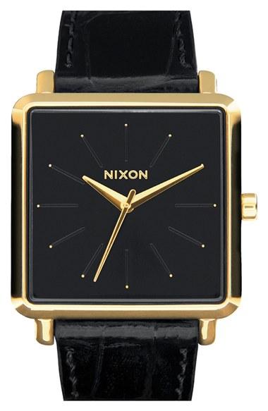 Women's Nixon 'the K Squared' Leather Strap Watch, 32mm X 30mm
