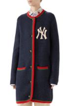 Women's Gucci Ny Patch Wool & Alpaca Cardigan - Blue