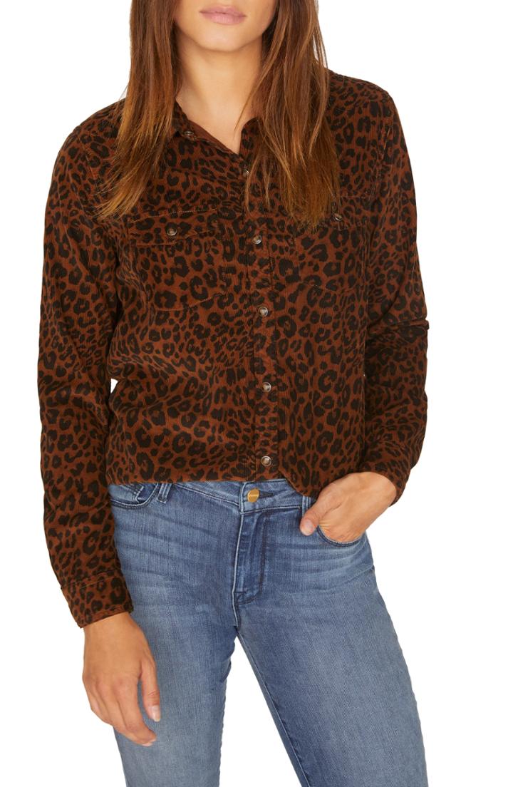 Women's Sanctuary Urban Leopard Cotton Corduroy Work Shirt