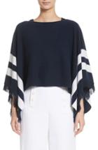 Women's St. John Collection Stripe Cashmere Poncho, Size - Blue