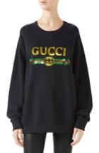 Women's Gucci Sequin Tiger Logo Oversized Sweatshirt - Black