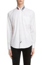 Men's Givenchy Collar Patch Woven Sport Shirt - White