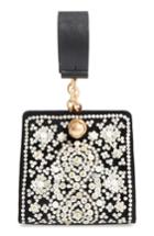 Tory Burch Dexter Embellished Leather Clutch - Black