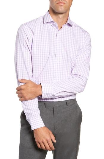 Men's Nordstrom Men's Shop Tech-smart Trim Fit Stretch Check Dress Shirt .5 - 32/33 - Purple