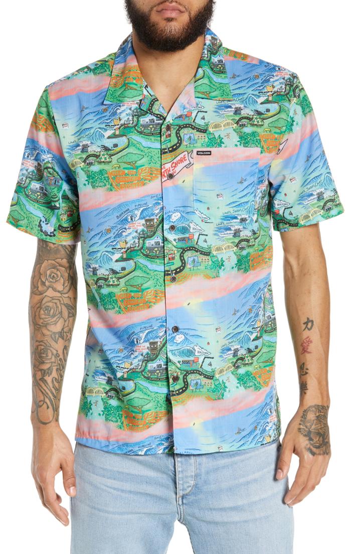 Men's Volcom Drew Toonz Camp Shirt - Blue