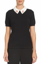 Women's Cece Embellished Contrast Collar Sweater - Black