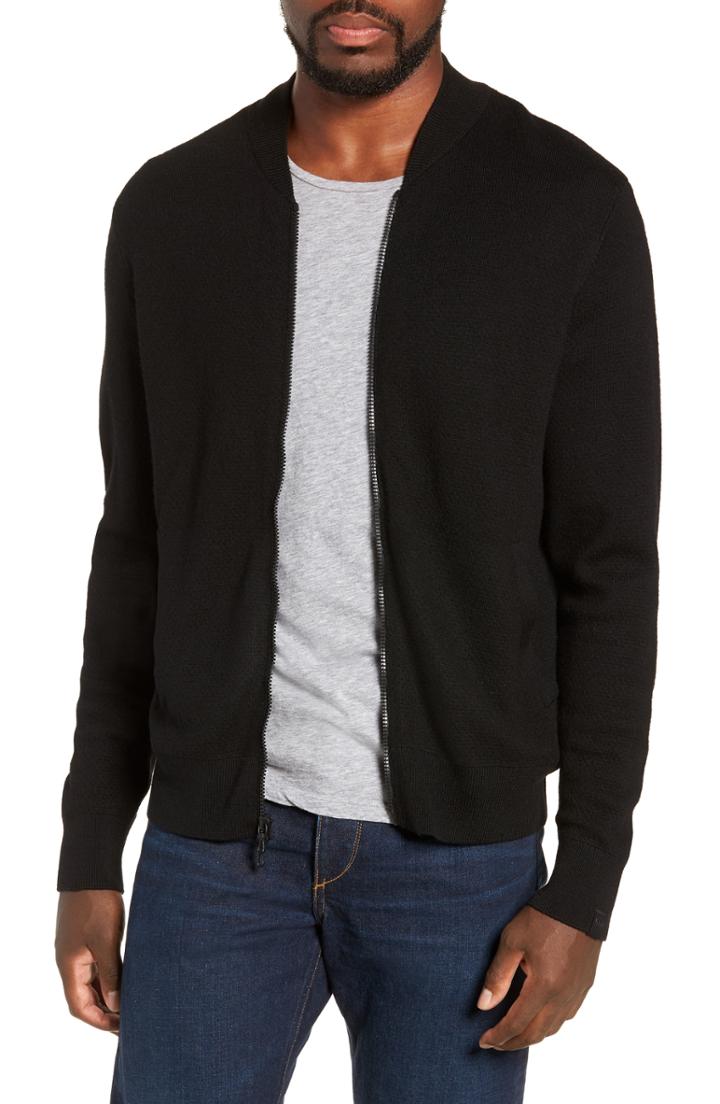 Men's Rag & Bone Orwell Slim Fit Wool Bomber Jacket - Black