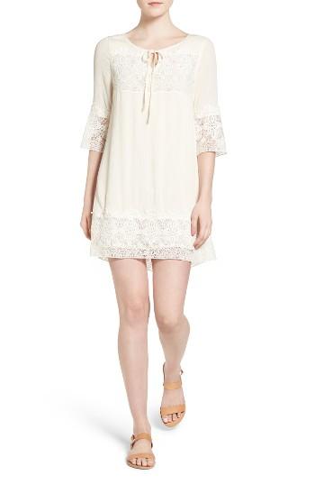 Women's Sanctuary Simone Lace Trim Gauze Dress - Ivory