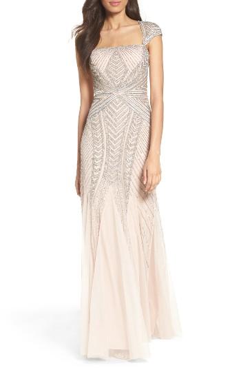 Women's Adrianna Papell Envelope Embellished Mesh Gown