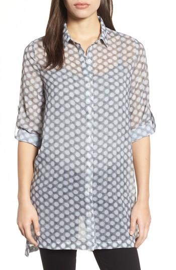 Women's Kenneth Cole New York Button Tab Tunic Shirt - Grey