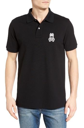 Men's Psycho Bunny Alto Bunny Pique Polo (xs) - Black