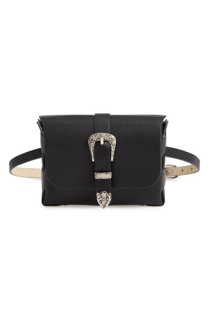 Treasure & Bond Western Buckle Faux Leather Belt Bag - Black