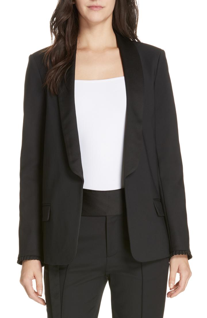 Women's Joie Quade Frill Sleeve Tuxedo Jacket - Black