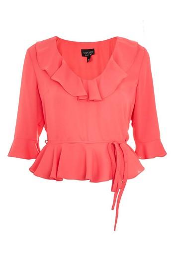 Women's Topshop Phoebe Frilly Blouse Us (fits Like 0-2) - Pink