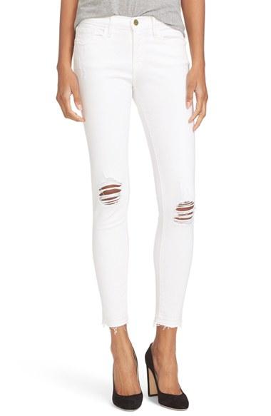 Women's Frame Distressed Release Hem Skinny Jeans