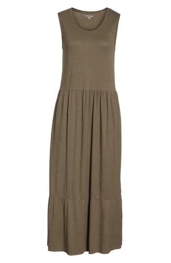 Women's Eileen Fisher Scooped Neck Hemp & Cotton Midi Dress - Green