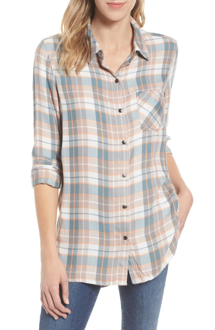 Women's Caslon Checkered Button Down Shirt Regular - None
