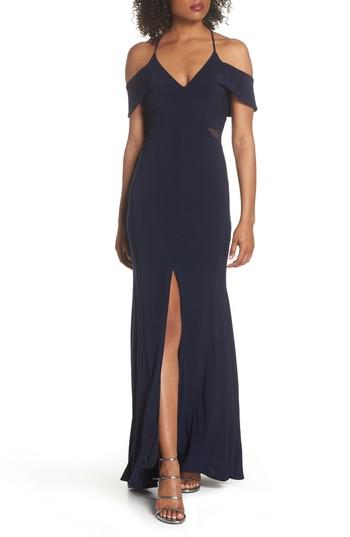 Women's Xscape Cold Shoulder Gown - Blue