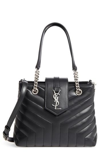 Saint Laurent Small Loulou Matelasse Leather Shopper - Black