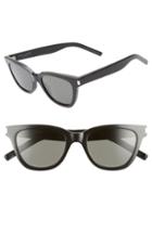 Women's Saint Laurent 51mm Cat Eye Sunglasses - Black/ Grey