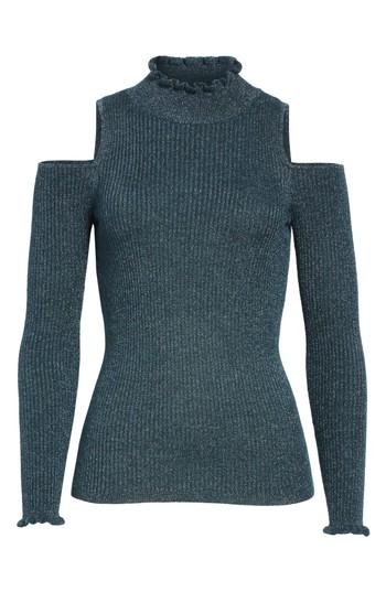 Women's Rebecca Taylor Metallic Cold Shoulder Pullover - Green