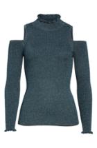 Women's Rebecca Taylor Metallic Cold Shoulder Pullover - Green