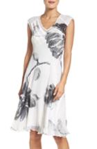 Petite Women's Komarov Chiffon A-line Dress P - Ivory