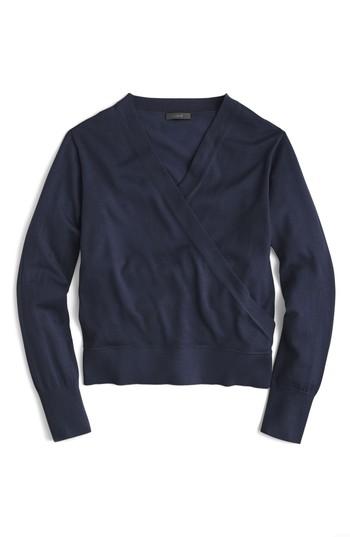 Women's J.crew Merino Wrap Sweater - Blue