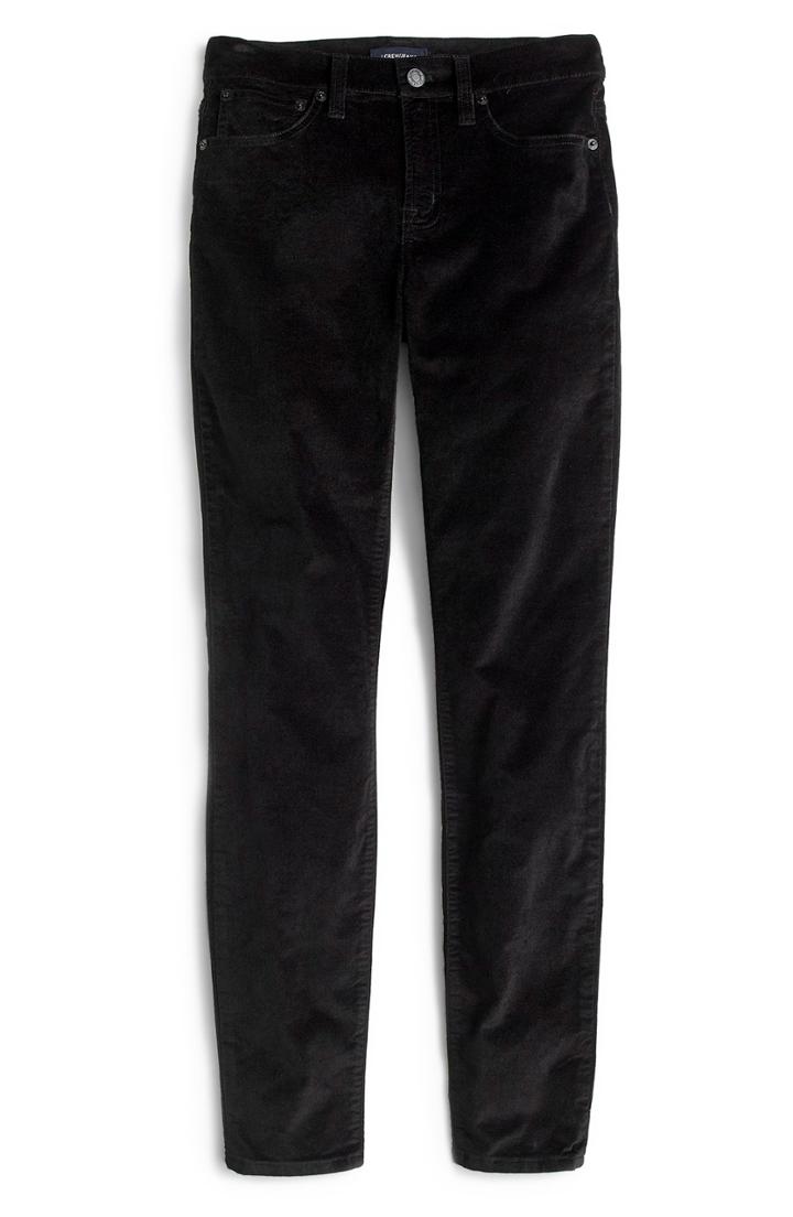 Women's J.crew 9-inch Toothpick Stretch Velvet Pants - Black