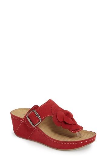Women's David Tate Spring Platform Wedge Sandal .5 M - Red