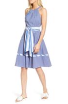 Women's 1901 Stripe Halter Fit & Flare Dress - Blue