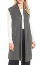 Women's Halogen Ribbed Cashmere Vest, Size - Grey