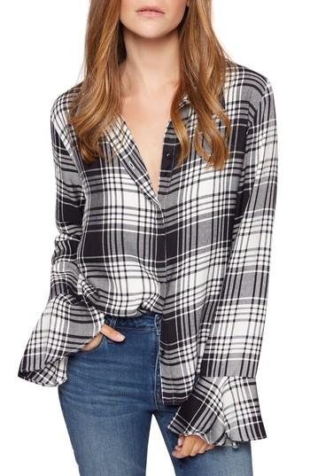 Women's Sanctuary Nightscape Plaid Ruffle Cuff Shirt