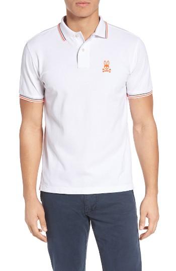 Men's Psycho Bunny Neon Bunny Pique Polo (s) - White