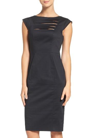 Women's French Connection 'estelle' Cutout Cotton Blend Sheath Dress - Black