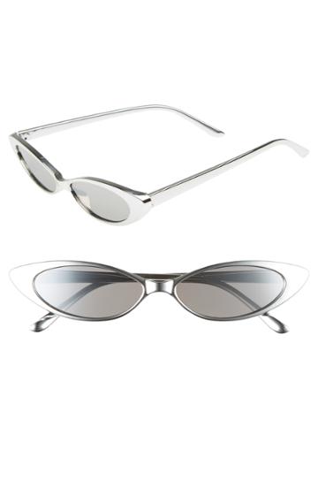 Women's Leith Elongated 55mm Metallic Cat Eye Sunglasses - Silver