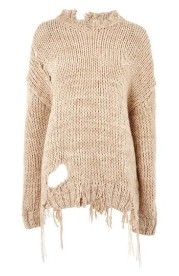 Women's Topshop Boutique Ladder Stitch Detail Sweater Us (fits Like 0) - Beige
