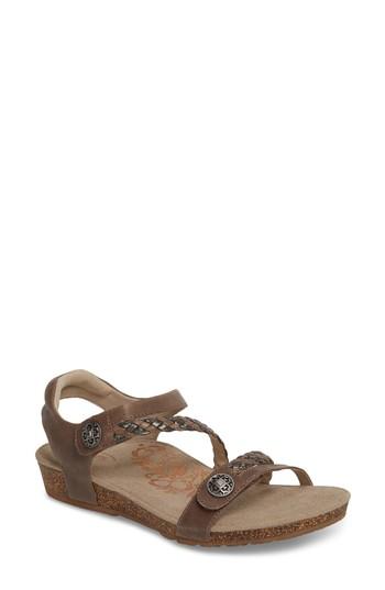 Women's Aetrex 'jillian' Braided Leather Strap Sandal M - Grey